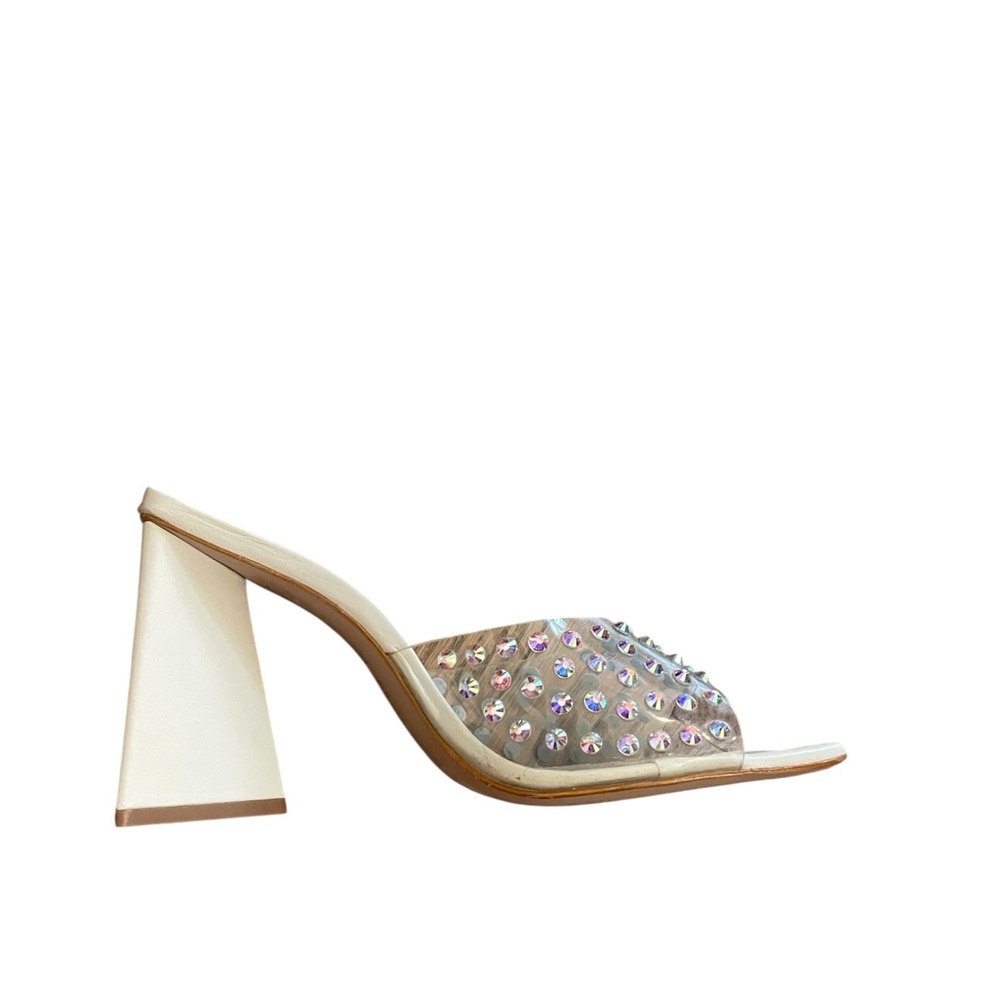 Schutz Lizah Crystal Block Heels Ivory - Picture 12 of 16